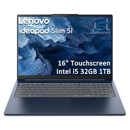 Image of 2026 Lenovo Slim 5i Laptop (16 inch FHD+ Touchscreen, Intel Core i5 210H (> i7-1355U), 32GB DDR5, 1TB SSD), Ideapad 5 for Business, Home, IR Webcam, Backlit, Wi-Fi 6, Aluminium Case, Win 11 Home