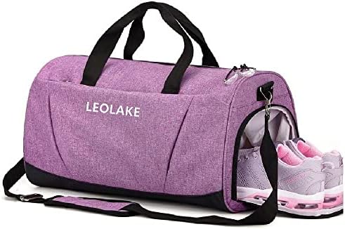 Leolake Sports Gym Bag with Shoes Compartment wet pocket for Women & men