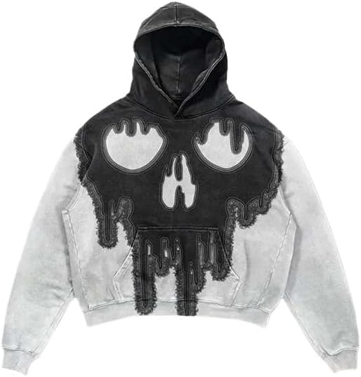 Y2K sweatshirt with hip-hop letter print oversized men's and women's hoodies, casual loose solid Gothic top