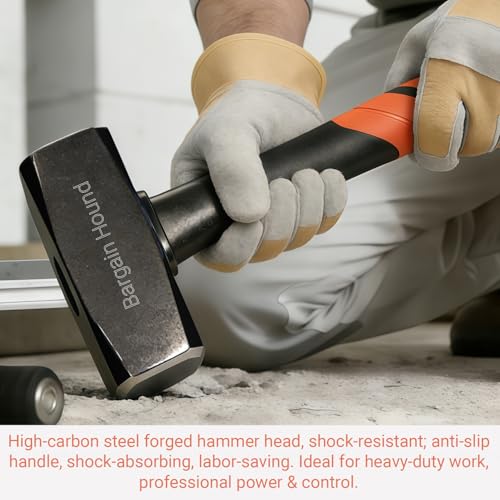 Lump Hammer (3lb/1385g) - Steel Head Club Hammer with Fibreglass Non-Slip Handle for DIY, Camping & Bricklaying Projects - Image 3