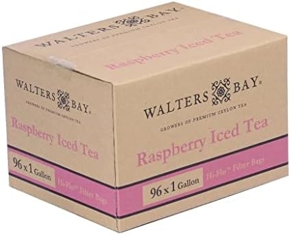 Walters Bay Raspberry Iced Tea | 96 Gallon Sized Tea Bags, Wholesale Ceylon Tea, Unsweetened, Raspberry Flavored, Gluten Free, Allergen Free, 100% Hand Plucked, Black Tea