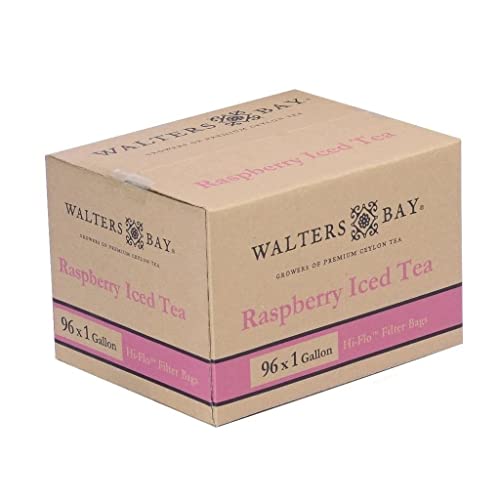 Walters Bay Raspberry Iced Tea | 96 Gallon Sized Tea Bags, Wholesale Ceylon Tea, Unsweetened, Raspberry Flavored, Gluten Free, Allergen Free, 100% Hand Plucked, Black Tea #TOP3