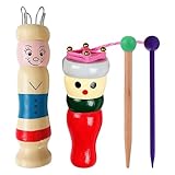 CHENNAN 2 Stück Handgefertigte DIY-Strickwerkzeuge aus Holz Strickpüppchen Aus Holz Stricknadeln Mit Häkelnadel Strickliesel Erwachsene DIY Strickwerkzeug Für Anfänger Und Fortgeschrittene (A)