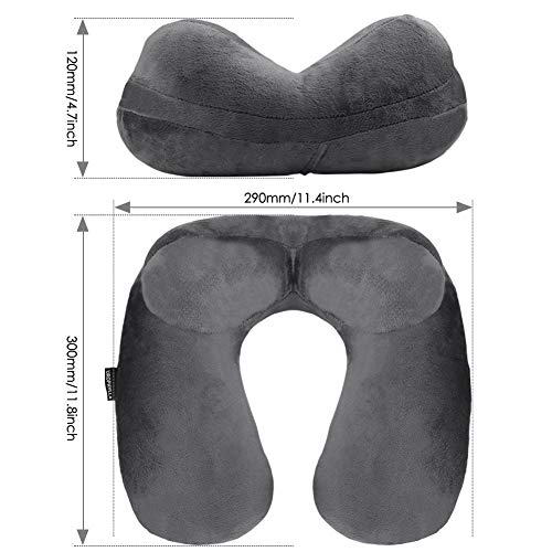 Urophylla Inflatable Travel Pillow, 100% Soft Velvet Inflatable Neck Pillow For Traveling, Airplanes, Train, Car, Office With Compact Bag, Breathable Washable Cover, Suit For Adults Sleeping - Grey #TOP2