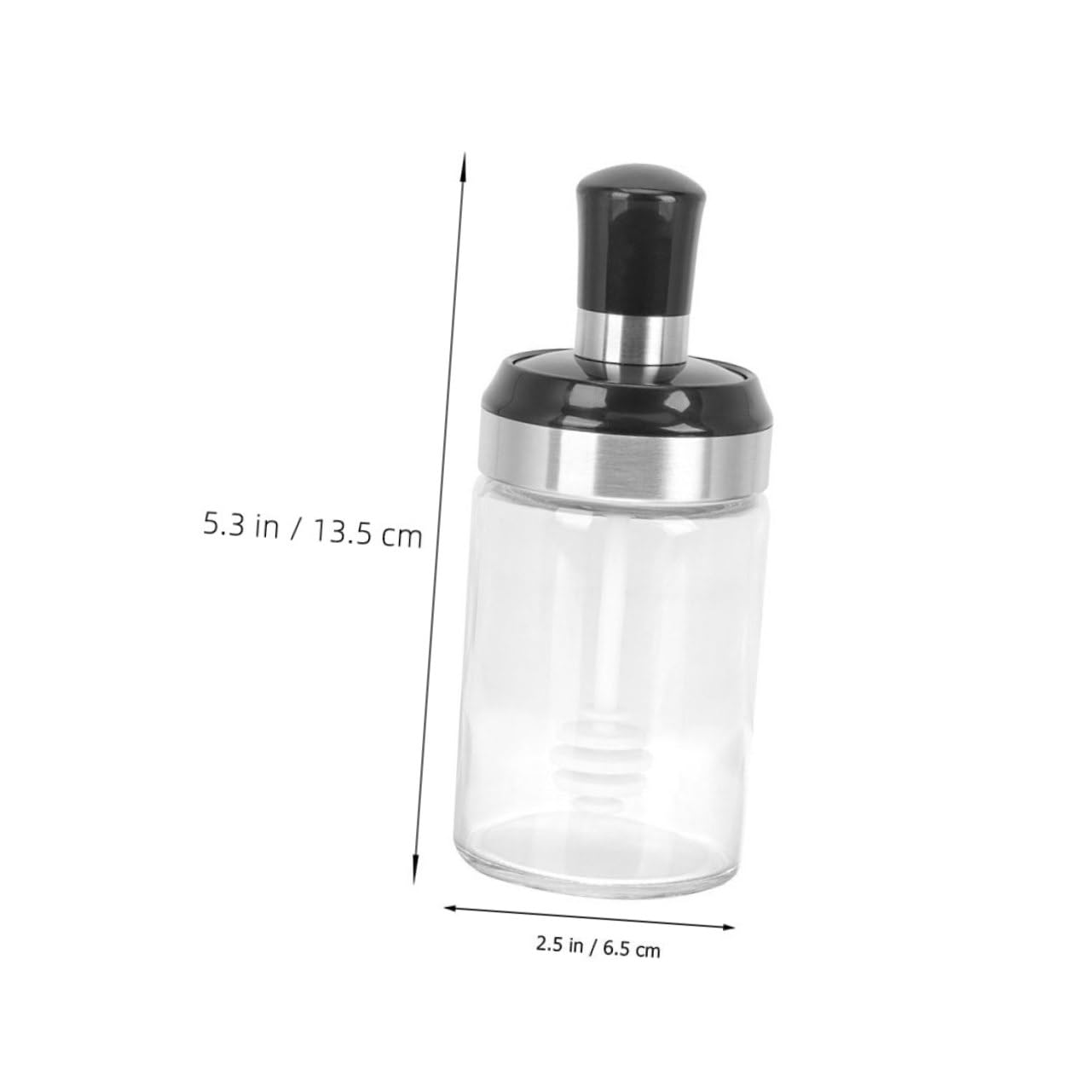 Cabilock Versatile Kitchen Canister 3pcs Stainless Steel Honey Jar with Spoon Lid Glass Honey Dispenser