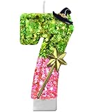 Wicked-Themed Birthday Number Candle β Pink & Green Glitter Candle with Holder for Cake | Magical Party Decor for Girls, Teens, Theatre Fans, Broadway Lovers, Witch Party Supplies-7
