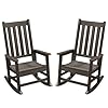 Outdoor Rocking Chair Set of 2 HDPE Oversized Patio Rocking Chairs Weather Resistant 350lbs Heavy Duty Porch Rocker with High Back for Backyard Fire Pit Garden and Indoor Dark Brown