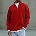Men's Quarter Zip Sweaters - Red, Size 5XL, Half Zip Pullover Men Knit Sweater Lightweight Long Sleeve Slim Fit Business Casual Tops for Office Work