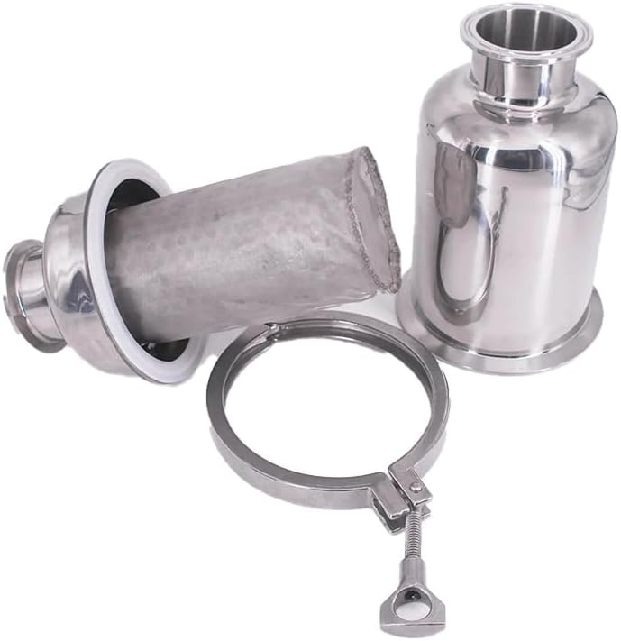 SS304 Inline Beer Homebrew Strainer Filter, 2" Tri Clamp Connection, 51mm Pipe Fit, 260mm Length, 100 Filter Mesh(500 Mesh)