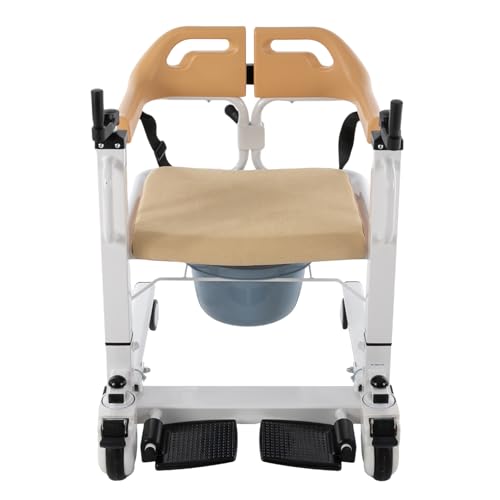 Silla de transferencia para pacientes para el hogar, silla de transferencia para pacientes con almohada, silla de ducha con ruedas