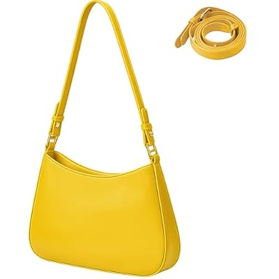 GWAWG Borsa in pelle da donna, borsa a tracolla Y2K, pochette da donna con 2 cinghie regolabili, borse a tracolla, borse hobo da donna in pelle, borsa hobo a mezzaluna, borsa ascellare, Giallo, 25*16