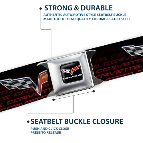 Buckle-Down Cinturón de seguridad Corvette Negro Rojo 1 pulgada 6