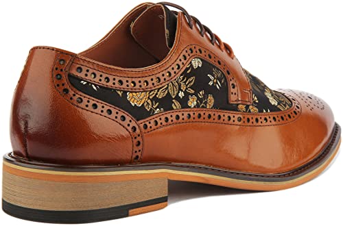 Ross Men's Lace Up Floral Brogue Shoe Shoes (Brown, US 13)3