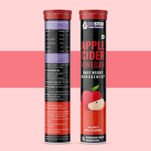 Image of Apple Cider Vinegar Effervescent Tablet - For Weight Loss With Pomegranate Extract, Vitamin B6 & B12 For Refreshing Detox & Metabolism Boost, No added Sugar (15 count (Pack of 1), Apple)
