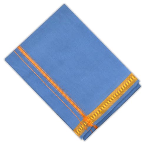 Image of TUNI MANI Men's Polycotton Temple Wear Dhoti with Angavastharam Towel