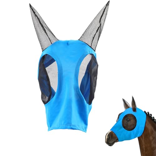 Horse Mask Fly Masks for Horses with Ears Breathable Elastic Fabric for Medium/Large Size Adult Horses