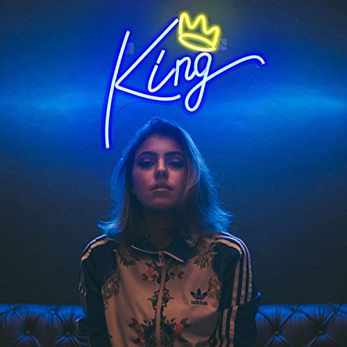 Ineonlife King Neon Sign Blue Letters Led Neon Light Pink Crown Led Neon Signs Wall Decorative Lights For Bedroom Kids Room Teen Boys Room Birthday Wedding Party Bar Decor With Usb Power #TOP4