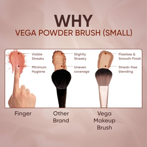 Image of VEGA Powder Brush with Soft Synthetic Hair, Rose Gold, Face Powder Brush, Face Makeup Brush, Small, MBN-20