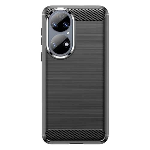 SHSJYA �X�}�z�P�[�X Huawei P50 / P50 Pro / P50E�p �t���J�o�[�\�t�g�V���R���J�o�[�A�w��h�~�ϏՌ��ی�P�[�X (�u���b�N�AHuawei P50E�p)