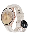 HUAKUA Smart Watches for Women Men (Answer/Make Calls) Compatible with iPhone/Android Phones, Round Smartwatch Fitness Tracker with Heart Rate Monitor Sleep/Steps Tracker Waterproof (Starlight/Gold)