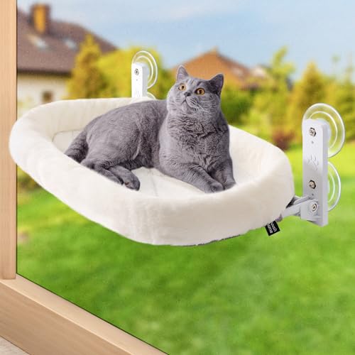 GUUSII 折畳み式 ねこハンモック ねこベッド クッション 吸盤 猫窓用ハンモック 猫窓ベッド 窓ハンモック 猫窓ベッド 吸盤式 ペットベッド ねこ ネコ キャットハンモック キャットマット 窓際マット 通気メッシュ 日光浴 ウィンドウベッド 洗える 猫用 耐荷重約18KG ストレス解消 組立簡単 日本語説明書付き