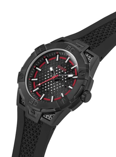 Image of Guess Silicone Analog Black Dial Men's Watch-Gw0712G1, Band Color-Black