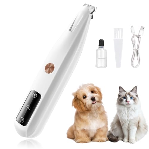 Flintronic Silencioso Cortapelos para Perros y Gatos, Cortapelos Perros Gatos con Luz LED, Cortapelos y Ccortauñas Recargable, Afeitadora eléctrica para Perros Gatos Patas Orejas Ojos Cara