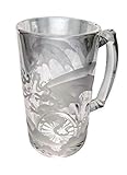 IncisoArt Hand Etched 25 Ounce Champions Beer Mug Sandblasted (Sand Carved) Handmade Glass Stein (Mystical Dragon Clouds)