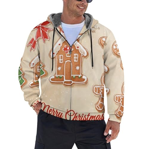 Sweat à capuche zippé pour homme veste Noël pain d'épices