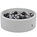 Produktbild KiddyMoon 90X30cm/200 Bälle  7Cm Bällebad Baby Spielbad Mit Bunten Bällen Rund Made In EU, Hellgrau:Schwarz/Grau/Transparent