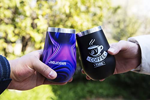 Jielinger Stainless Steel Tumbler With Lid And Gift Box - Wine Tumbler Double Wall Vacuum Insulated Travel Tumbler Cup For Coffee, Wine, Cocktails, Ice Cream (14 Oz, Flowing Lights) #TOP5