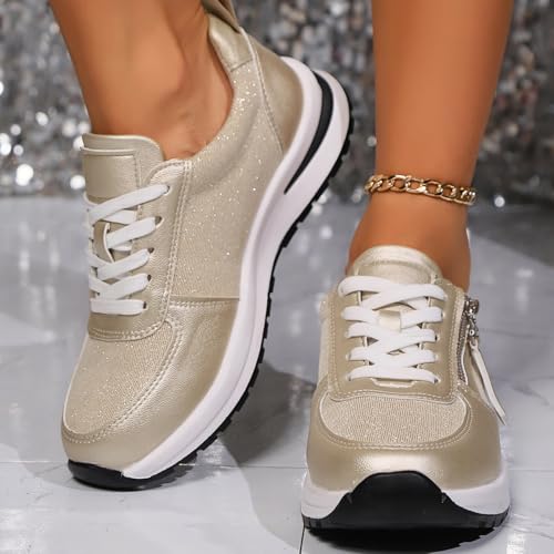 Women's Platform Fashion Sneakers Mesh Breathable Zero Drop Minimalist Summer Walking Sneakers Sparkling Casual Fashion Non-Slip Tennis Shoes3