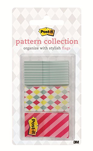 Post-it Pattern Flags, 60/On-The-Go Dispenser, 1 Dispenser/Pack, 1 in Wide, Carnival Pattern Collection (682-CANDY)