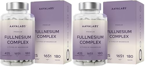Magnesio Complex 825mg, 180 Cápsulas, 6 Meses de Suministro con Glicinato de Magnesio, Taurato, Malato, Óxido y Citrato