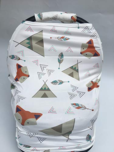 Image of Rosy Kids Stretchy Infant Car Seat Canopy Cover, Jersey Car Seat Cover Elastic Nursing Scarf Privacy Cover with Matching Car Seat Handle Cover and Baby Hat, Color31JY14