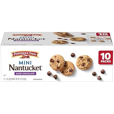 Pepperidge Farm Nantucket Mini Dark Chocolate Chip Cookies, 1 Oz Snack Packs, 10 Pk