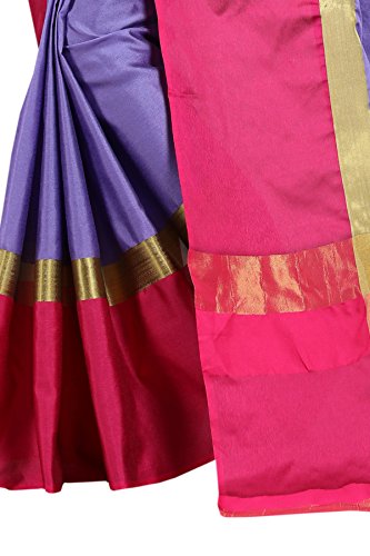 Image of PerfectBlue Women's with Blouse Piece Saree (VisvaVariation Lightgreenbrown Free Size)