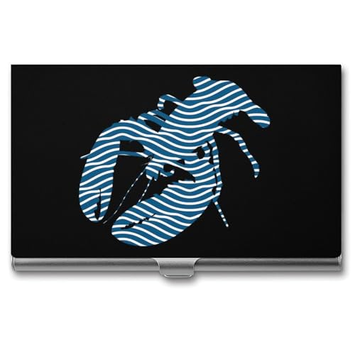 Lobster-Waves-Pattern Business Card Holder Alloy Multi Wallet Credit Card ID Pocket Name Case