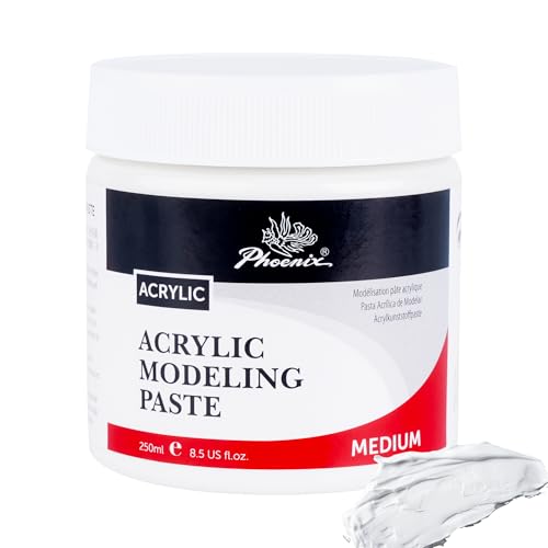 PHOENIX Modeling Paste for Textured Art - 8.45 Fl Oz /250ml, Professional Acrylic Medium, Texture Paste for Acrylic Paints - Paint Supplies for Canvas Painting