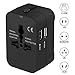 Produktbild JUNKER Reiseadapter Universal Reisestecker Travel Adapter USB Reiseadapter Weltweit Steckenadapter mit 2 USB Ports, Steckdosen Internationale Netzadapter Adapter Weltweit für 224 Ländern - Schwarz