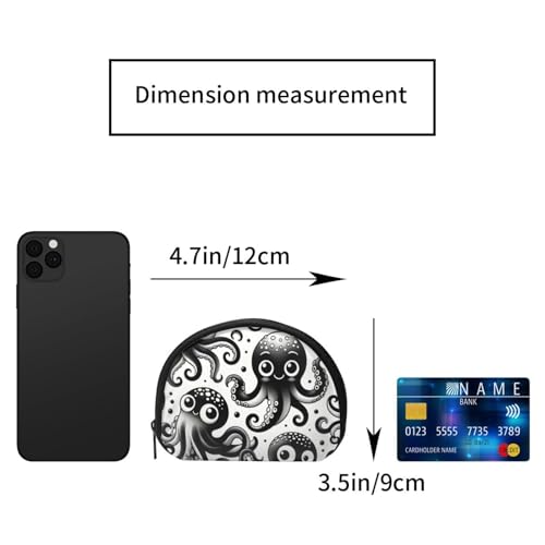 Portable Coin Purse Cute-Cartoon-Inkfish Mini Zippered Money Pouch Card Holder2