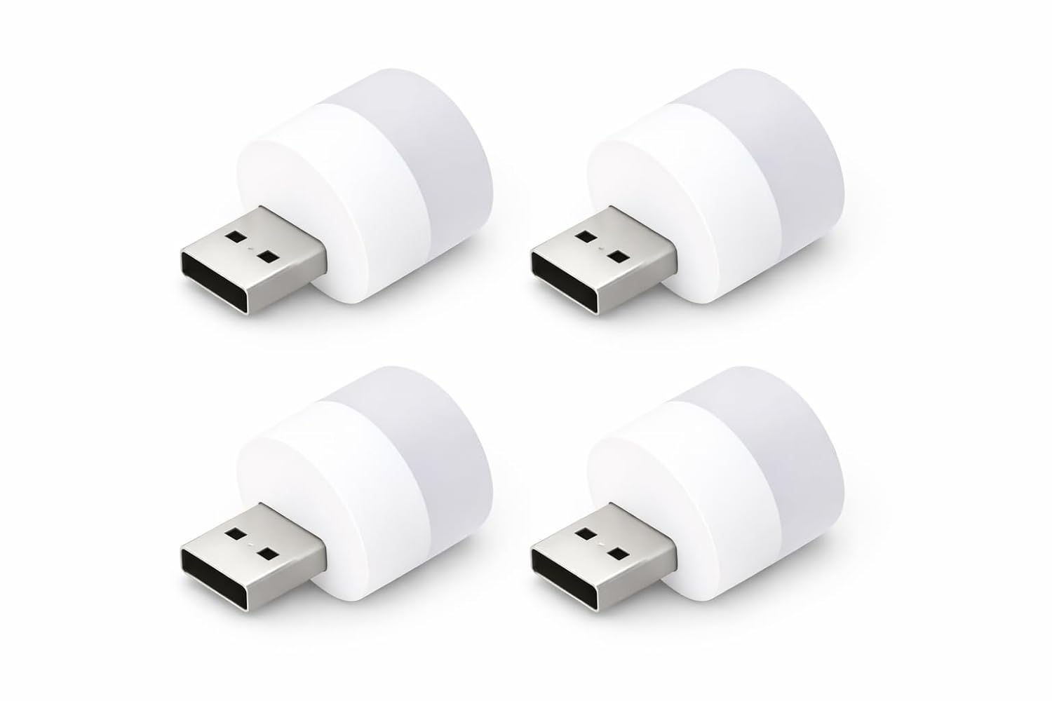 USB LED Night Light | Pack of 4/6/8 Pcs | Plug & Play Mini USB Light | Soft White Glow for Laptop, Power Bank, Adapter & Emergency Use (4)