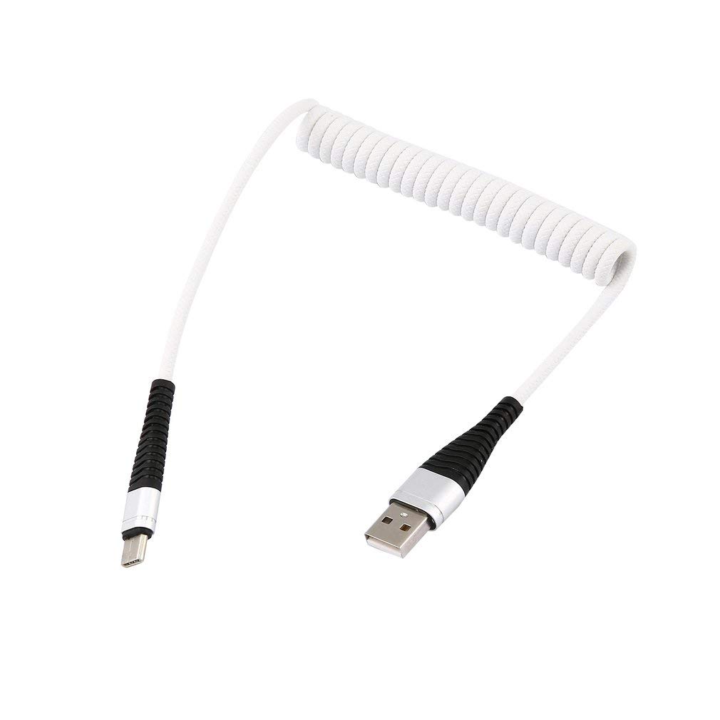 USB-C Type C Cable Coiled Spring Spiral Type-C Male Extension Cord Data Sync Charger Wire Charging Cable