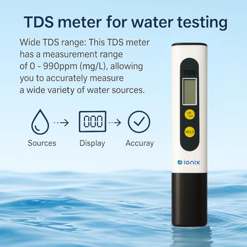 Image of IONIX TDS Meter - Digital Water Quality Tester for Home - Total Dissolved Solids Meter - Water Testing Kit - Portable TDS Meter with 6-Month Warranty