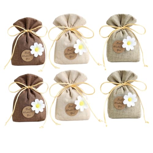 MUSISALY Bolsas De Fragancia para Armario 6piezas Algodón y Lino Beige, Café y Caqui, Vacías, para Coche y Hogar, Antiolor, Saquitos Aromáticos para Colgar En Dormitorio y Espacio Cerrado