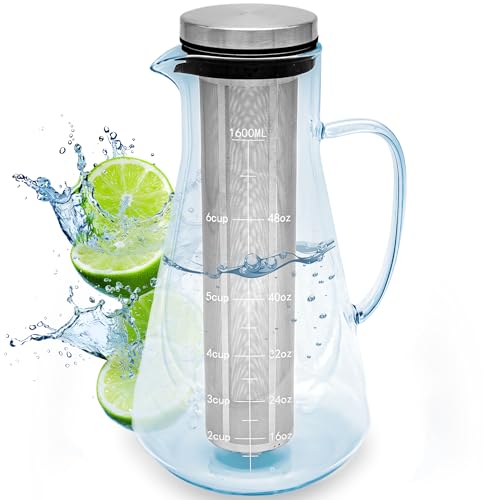 ORINKO® Jarra Cristal con Tapa 1,6L - Jarra de Agua Cristal para Infusiones - Ideal para Té, Limonada y Sangría - Jarra de Vidrio para Nevera - Diseño Elegante y Práctico para el Hogar