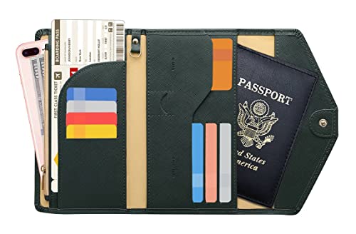 ZOPPEN Mulit-purpose Rfid Blocking Travel Passport Wallet (Ver.4) Trifold Document Organizer Holder, 16 Dark Olives - Thumbnail 3