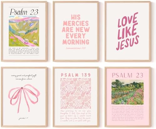 Amazon.com: Pink Christian Wall Art Bible Verse Canvas Poster Floral ...