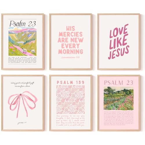 Pink Christian Wall Art Bible Verse Canvas Poster...