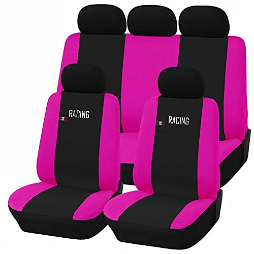 Lupex Shop Set Fundas universales para Asiento de Coche compatibles con aibarg Made in Italy, Set Cubreasientos universales (Fucsia)